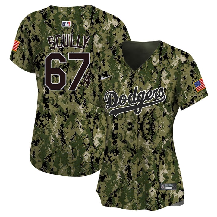 Women Los Angeles Dodgers #67 Scully Camo Stitched 2025 Jersey style 3